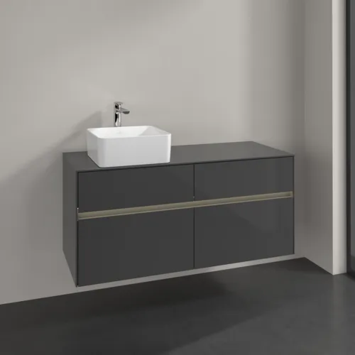 VILLEROY BOCH Collaro Waschbeckenunterschrank, mit Beleuchtung, 4 Auszüge, 1200 x 548 x 500 mm, Glossy Grey / Glossy Grey #C042B0FP, Bild 2