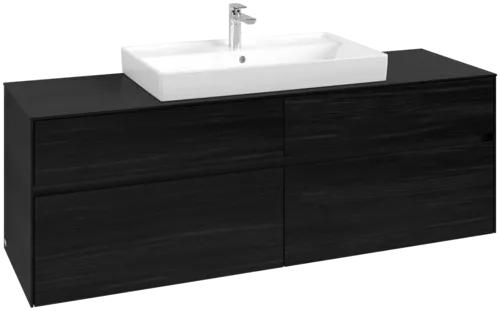 Picture of VILLEROY BOCH Collaro Vanity unit, with lighting, 4 pull-out compartments, 1600 x 548 x 500 mm, Black Oak / Black Oak #C028B0AB
