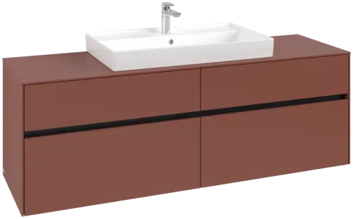 Picture of VILLEROY BOCH Collaro Vanity unit, with lighting, 4 pull-out compartments, 1600 x 548 x 500 mm, Wine Red / Wine Red #C028B0AH