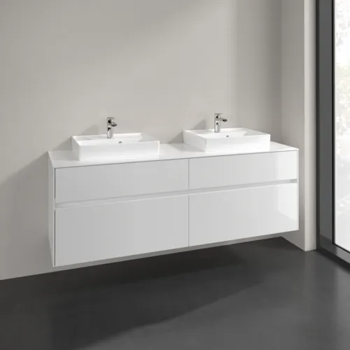 Bild von VILLEROY BOCH Collaro Waschbeckenunterschrank, 4 Auszüge, 1600 x 548 x 500 mm, Glossy White / Glossy White #C02100DH
