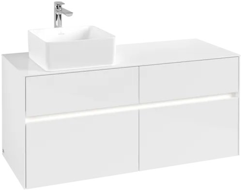 Obrázek VILLEROY BOCH Collaro toaletní skříňka, s osvětlením, 4 výsuvy, 1200 x 548 x 500 mm, lesklá bílá / lesklá bílá #C042B0DH