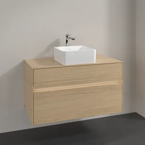 Bild von VILLEROY BOCH Collaro Waschbeckenunterschrank, mit Beleuchtung, 2 Auszüge, 1000 x 548 x 500 mm, Nordic Oak / Nordic Oak #C038B0VJ