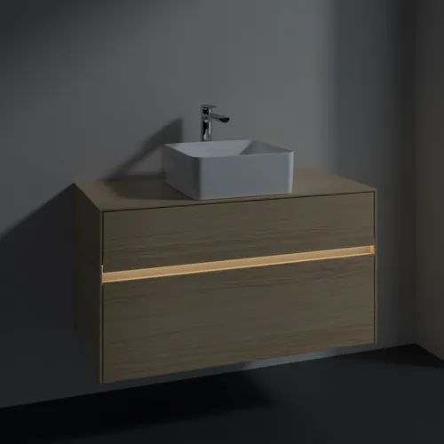 Bild von VILLEROY BOCH Collaro Waschbeckenunterschrank, mit Beleuchtung, 2 Auszüge, 1000 x 548 x 500 mm, Nordic Oak / Nordic Oak #C038B0VJ
