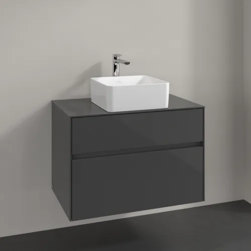 Bild von VILLEROY BOCH Collaro Waschbeckenunterschrank, 2 Auszüge, 800 x 548 x 500 mm, Glossy Grey / Glossy Grey #C03700FP