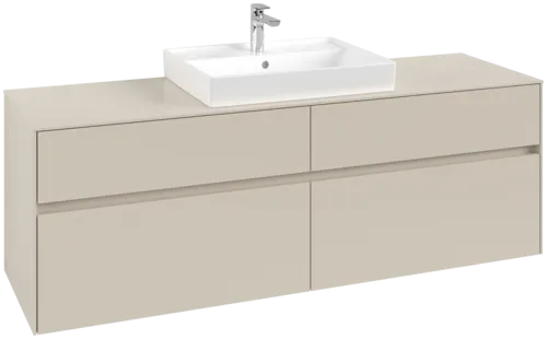 Picture of VILLEROY BOCH Collaro Vanity unit, with lighting, 4 pull-out compartments, 1600 x 548 x 500 mm, Cashmere Grey / Cashmere Grey #C025B0VN
