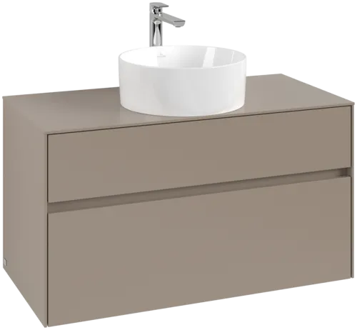 VILLEROY BOCH Collaro Vanity unit, with lighting, 2 pull-out compartments, 1000 x 548 x 500 mm, Taupe / Taupe #C038B0VM resmi