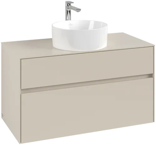VILLEROY BOCH Collaro Vanity unit, with lighting, 2 pull-out compartments, 1000 x 548 x 500 mm, Cashmere Grey / Cashmere Grey #C038B0VN resmi
