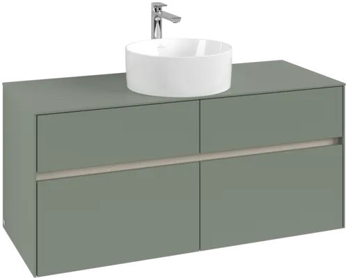 VILLEROY BOCH Collaro Vanity unit, with lighting, 4 pull-out compartments, 1200 x 548 x 500 mm, Soft Green / Soft Green #C041B0AF resmi