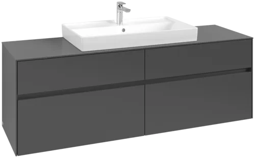 Picture of VILLEROY BOCH Collaro Vanity unit, 4 pull-out compartments, 1600 x 548 x 500 mm, Graphite / Graphite #C02800VR