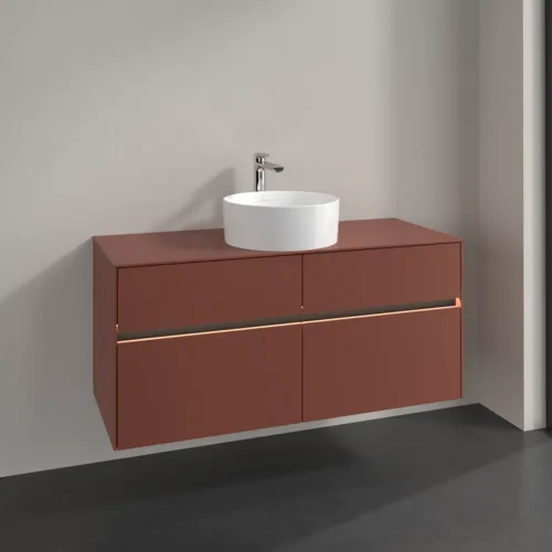 VILLEROY BOCH Collaro Waschbeckenunterschrank, mit Beleuchtung, 4 Auszüge, 1200 x 548 x 500 mm, Wine Red / Wine Red #C041B0AH, Bild 2