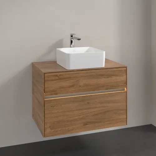 Bild von VILLEROY BOCH Collaro Waschbeckenunterschrank, mit Beleuchtung, 2 Auszüge, 800 x 548 x 500 mm, Kansas Oak #C037B0RH
