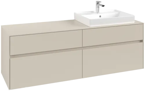 VILLEROY BOCH Collaro Vanity unit, with lighting, 4 pull-out compartments, 1600 x 548 x 500 mm, Cashmere Grey / Cashmere Grey #C023B0VN resmi