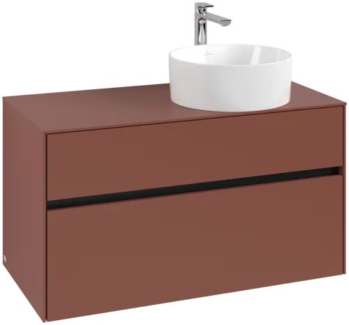 VILLEROY BOCH Collaro Vanity unit, with lighting, 2 pull-out compartments, 1000 x 548 x 500 mm, Wine Red / Wine Red #C040B0AH resmi