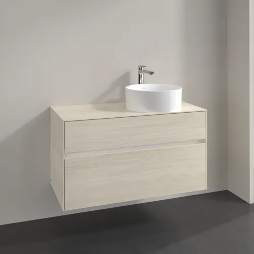 Bild von VILLEROY BOCH Collaro Waschbeckenunterschrank, mit Beleuchtung, 2 Auszüge, 1000 x 548 x 500 mm, White Oak / White Oak #C040B0AA
