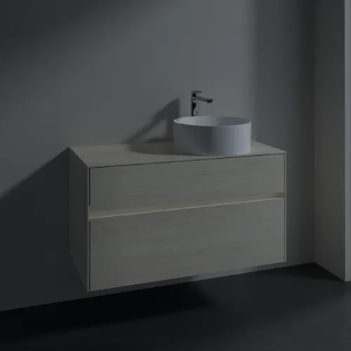 Bild von VILLEROY BOCH Collaro Waschbeckenunterschrank, mit Beleuchtung, 2 Auszüge, 1000 x 548 x 500 mm, White Oak / White Oak #C040B0AA