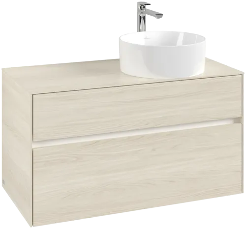 VILLEROY BOCH Collaro Vanity unit, with lighting, 2 pull-out compartments, 1000 x 548 x 500 mm, White Oak / White Oak #C040B0AA resmi