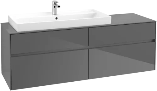 Picture of VILLEROY BOCH Collaro Vanity unit, with lighting, 4 pull-out compartments, 1600 x 548 x 500 mm, Glossy Grey / Glossy Grey #C029B0FP