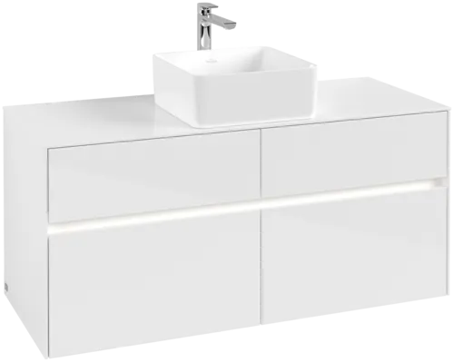 Obrázek VILLEROY BOCH Collaro toaletní skříňka, s osvětlením, 4 výsuvy, 1200 x 548 x 500 mm, lesklá bílá / lesklá bílá #C041B0DH