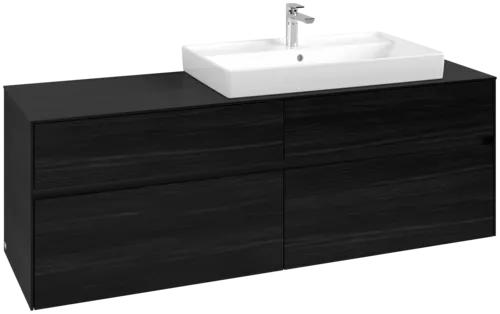 Picture of VILLEROY BOCH Collaro Vanity unit, with lighting, 4 pull-out compartments, 1600 x 548 x 500 mm, Black Oak / Black Oak #C027B0AB