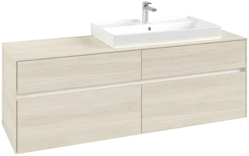 Picture of VILLEROY BOCH Collaro Vanity unit, with lighting, 4 pull-out compartments, 1600 x 548 x 500 mm, White Oak / White Oak #C027B0AA