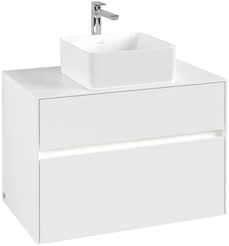 Obrázek VILLEROY BOCH Collaro toaletní skříňka, s osvětlením, 2 výsuvy, 800 x 548 x 500 mm, bílá matná / bílá matná #C037B0MS