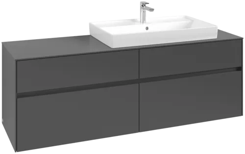 Picture of VILLEROY BOCH Collaro Vanity unit, 4 pull-out compartments, 1600 x 548 x 500 mm, Graphite / Graphite #C02700VR