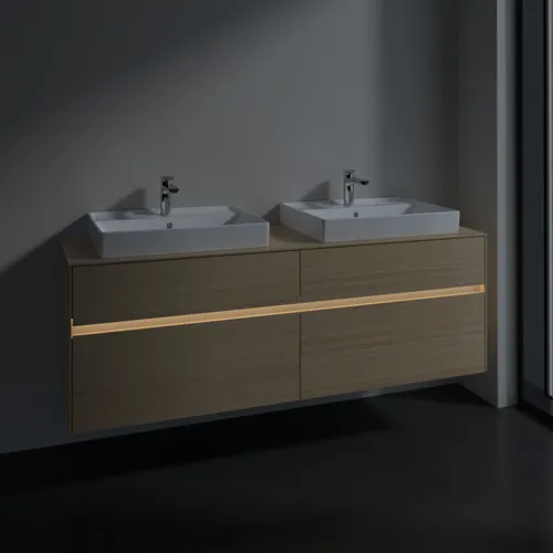 Bild von VILLEROY BOCH Collaro Waschbeckenunterschrank, mit Beleuchtung, 4 Auszüge, 1600 x 548 x 500 mm, Nordic Oak / Nordic Oak #C024B0VJ