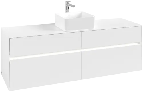 Picture of VILLEROY BOCH Collaro Vanity unit, with lighting, 4 pull-out compartments, 1600 x 548 x 500 mm, White Matt / White Matt #C049B0MS