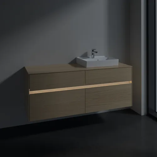 Bild von VILLEROY BOCH Collaro Waschbeckenunterschrank, mit Beleuchtung, 4 Auszüge, 1400 x 548 x 500 mm, Nordic Oak / Nordic Oak #C075B0VJ