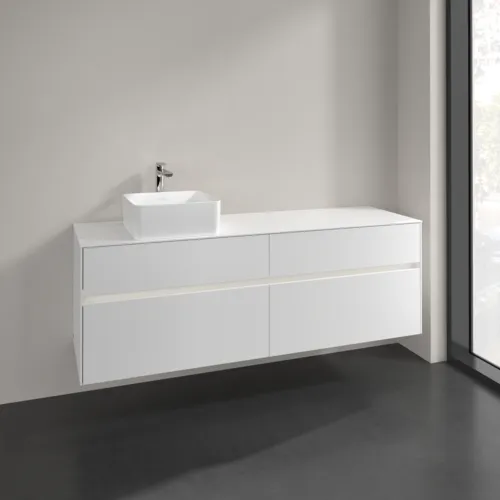 Obrázek VILLEROY BOCH Toaletní skříňka Collaro, s osvětlením, 4 výsuvy, 1600 x 548 x 500 mm, bílá matná / bílá matná #C050B0MS