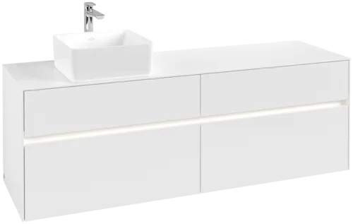 Picture of VILLEROY BOCH Collaro Vanity unit, with lighting, 4 pull-out compartments, 1600 x 548 x 500 mm, White Matt / White Matt #C050B0MS