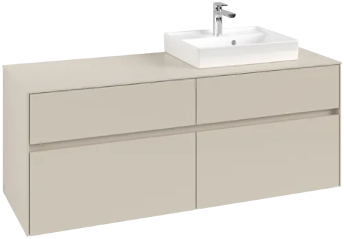 VILLEROY BOCH Collaro Vanity unit, with lighting, 4 pull-out compartments, 1400 x 548 x 500 mm, Cashmere Grey / Cashmere Grey #C075B0VN resmi