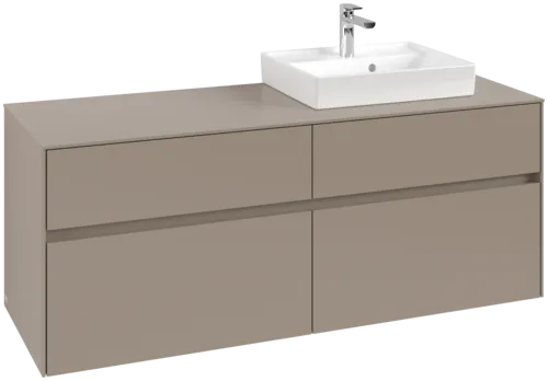 VILLEROY BOCH Collaro Vanity unit, with lighting, 4 pull-out compartments, 1400 x 548 x 500 mm, Taupe / Taupe #C075B0VM resmi
