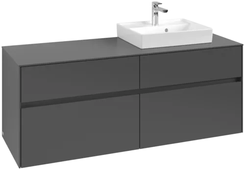 VILLEROY BOCH Collaro Vanity unit, with lighting, 4 pull-out compartments, 1400 x 548 x 500 mm, Graphite / Graphite #C075B0VR resmi