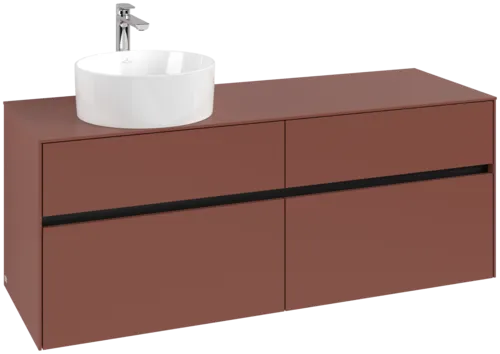 Picture of VILLEROY BOCH Collaro Vanity unit, with lighting, 4 pull-out compartments, 1400 x 548 x 500 mm, Wine Red / Wine Red #C046B0AH