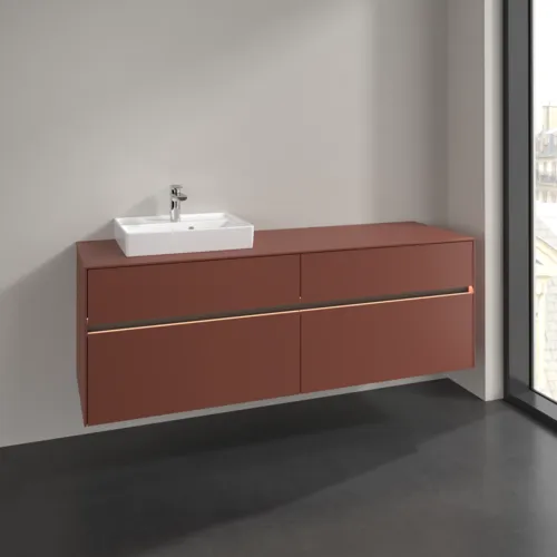Bild von VILLEROY BOCH Collaro Waschbeckenunterschrank, mit Beleuchtung, 4 Auszüge, 1600 x 548 x 500 mm, Wine Red / Wine Red #C078B0AH