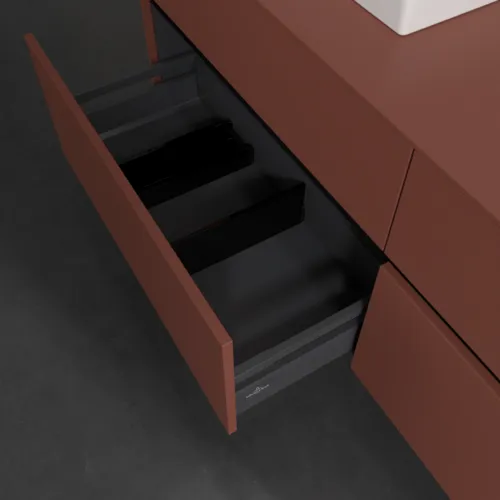 Bild von VILLEROY BOCH Collaro Waschbeckenunterschrank, mit Beleuchtung, 4 Auszüge, 1600 x 548 x 500 mm, Wine Red / Wine Red #C078B0AH