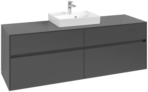 Picture of VILLEROY BOCH Collaro Vanity unit, 4 pull-out compartments, 1600 x 548 x 500 mm, Graphite / Graphite #C07700VR