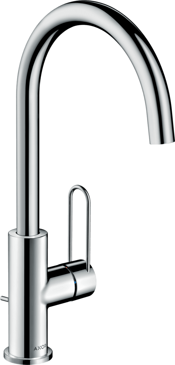Picture of HANSGROHE AXOR Uno Single lever basin mixer 240 with loop handle and pop-up waste set #38036000 - Chrome