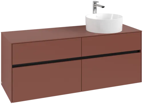 VILLEROY BOCH Collaro Vanity unit, with lighting, 4 pull-out compartments, 1400 x 548 x 500 mm, Wine Red / Wine Red #C047B0AH resmi