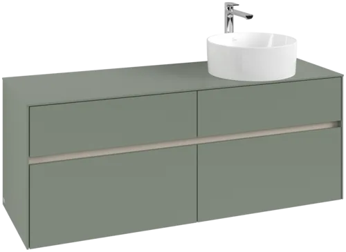 Picture of VILLEROY BOCH Collaro Vanity unit, with lighting, 4 pull-out compartments, 1400 x 548 x 500 mm, Soft Green / Soft Green #C047B0AF