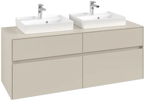 VILLEROY BOCH Collaro Vanity unit, with lighting, 4 pull-out compartments, 1400 x 548 x 500 mm, Cashmere Grey / Cashmere Grey #C076B0VN resmi