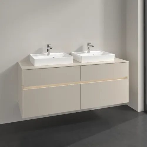 Bild von VILLEROY BOCH Collaro Waschbeckenunterschrank, mit Beleuchtung, 4 Auszüge, 1400 x 548 x 500 mm, Cashmere Grey / Cashmere Grey #C076B0VN