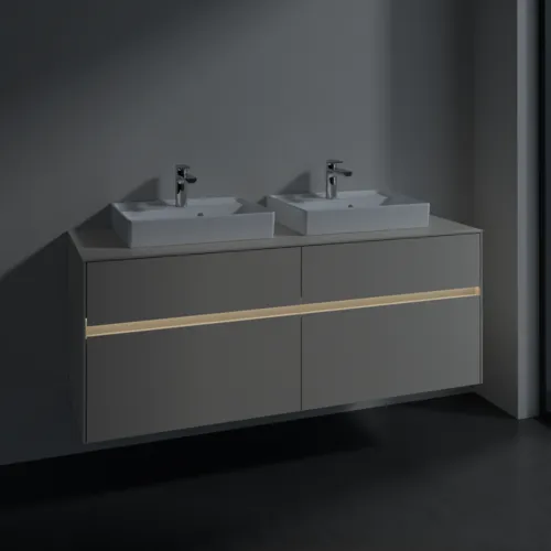 Bild von VILLEROY BOCH Collaro Waschbeckenunterschrank, mit Beleuchtung, 4 Auszüge, 1400 x 548 x 500 mm, Cashmere Grey / Cashmere Grey #C076B0VN