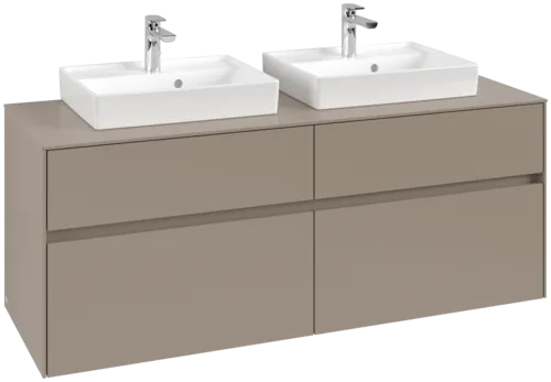 VILLEROY BOCH Collaro Vanity unit, with lighting, 4 pull-out compartments, 1400 x 548 x 500 mm, Taupe / Taupe #C076B0VM resmi