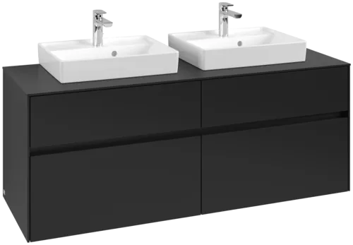 Picture of VILLEROY BOCH Collaro Vanity unit, with lighting, 4 pull-out compartments, 1400 x 548 x 500 mm, Volcano Black / Volcano Black #C076B0VL
