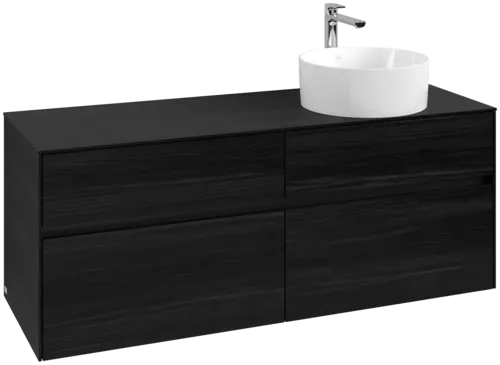 Picture of VILLEROY BOCH Collaro Vanity unit, with lighting, 4 pull-out compartments, 1400 x 548 x 500 mm, Black Oak / Black Oak #C047B0AB