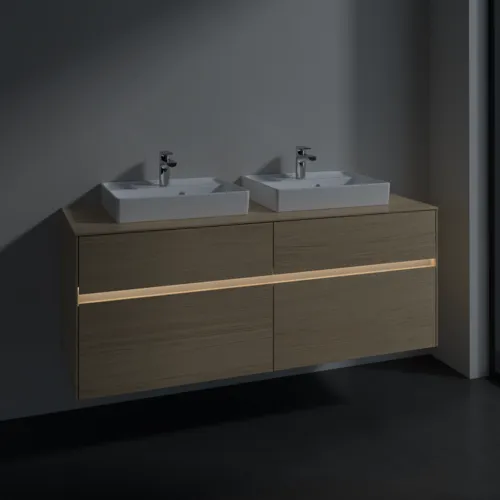 Bild von VILLEROY BOCH Collaro Waschbeckenunterschrank, mit Beleuchtung, 4 Auszüge, 1400 x 548 x 500 mm, Nordic Oak / Nordic Oak #C076B0VJ