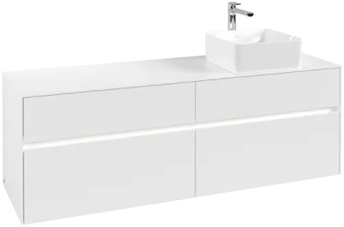 Picture of VILLEROY BOCH Collaro Vanity unit, with lighting, 4 pull-out compartments, 1600 x 548 x 500 mm, White Matt / White Matt #C051B0MS