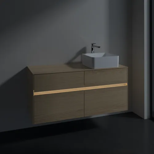 VILLEROY BOCH Collaro Waschbeckenunterschrank, mit Beleuchtung, 4 Auszüge, 1200 x 548 x 500 mm, Nordic Oak / Nordic Oak #C043B0VJ, Bild 5